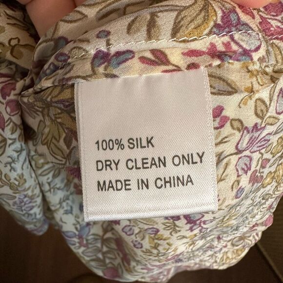 NWT Kristinit Blue Floral Silk Maxi Dress Heart Cutout XS No‎ Belt - Picture 7 of 7